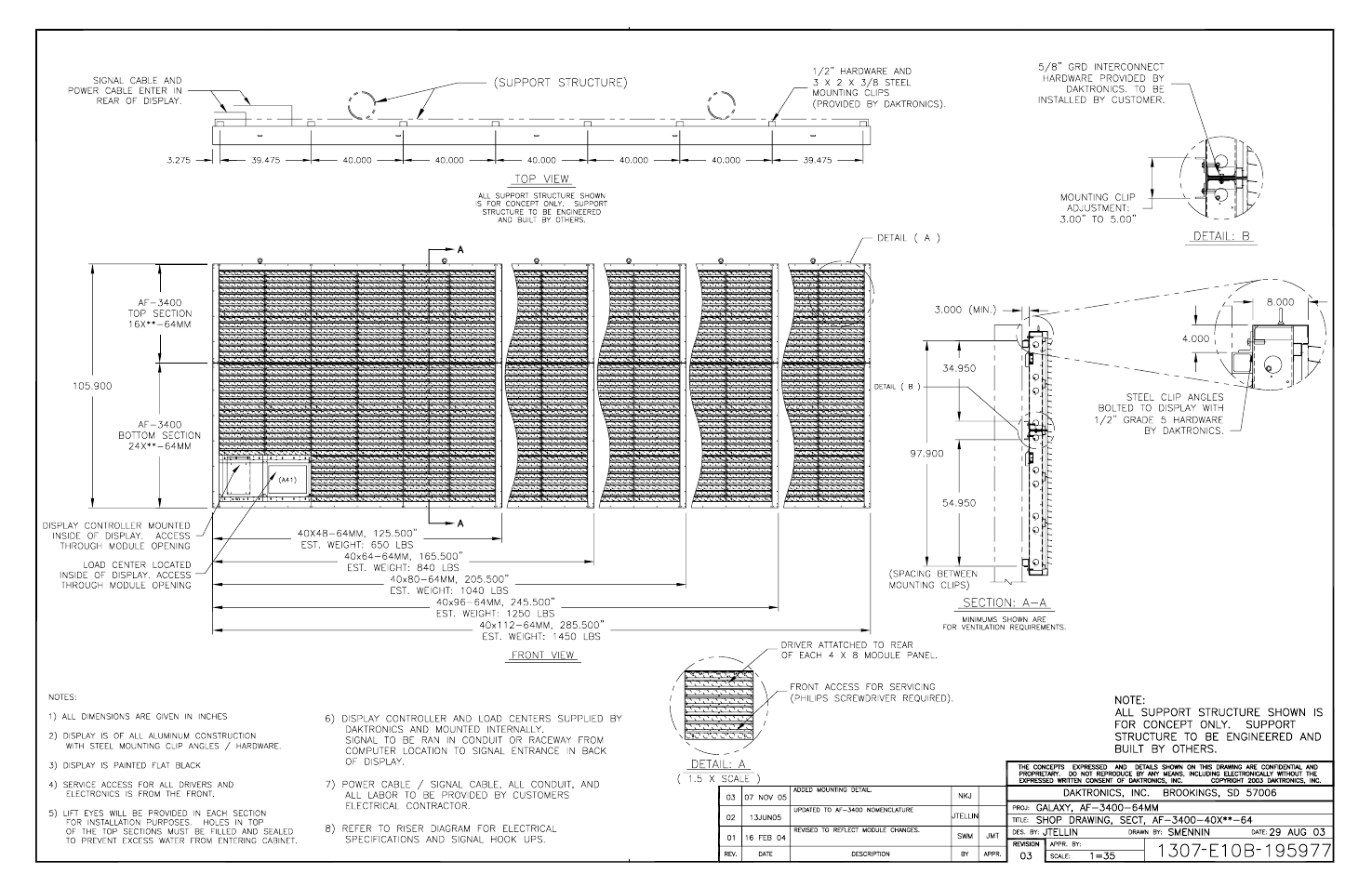 Drawing b-195977 | Daktronics AF-3400-64-R,A User Manual | Page 61 / 73