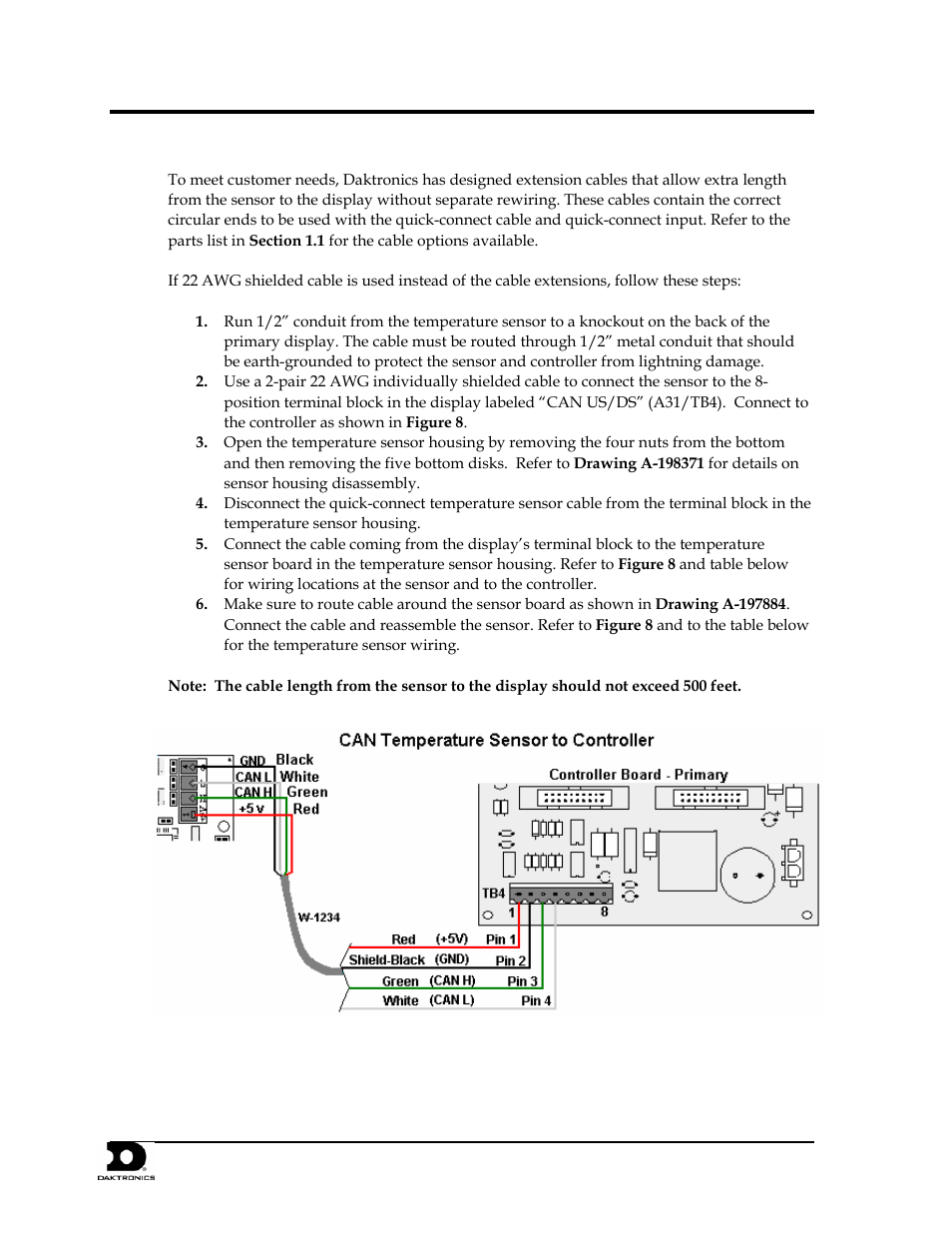 Optional temperature sensor mounting | Daktronics AF-3400-64-R,A User Manual | Page 69 / 73