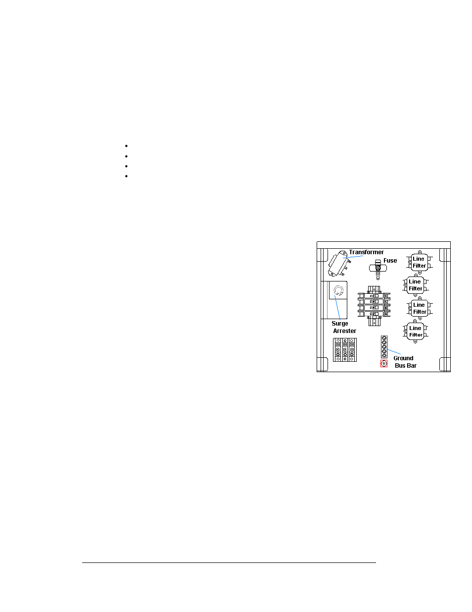 Service and diagnostics, Transformer and rfi filter, Transformer | Rfi filter, Controller, Service and diagnostics -4, Transformer and rfi filter -4, Controller -4, Figure 19: power termination box, 4 service and diagnostics | Daktronics AF-3400-133,171,216,260 User Manual | Page 30 / 58