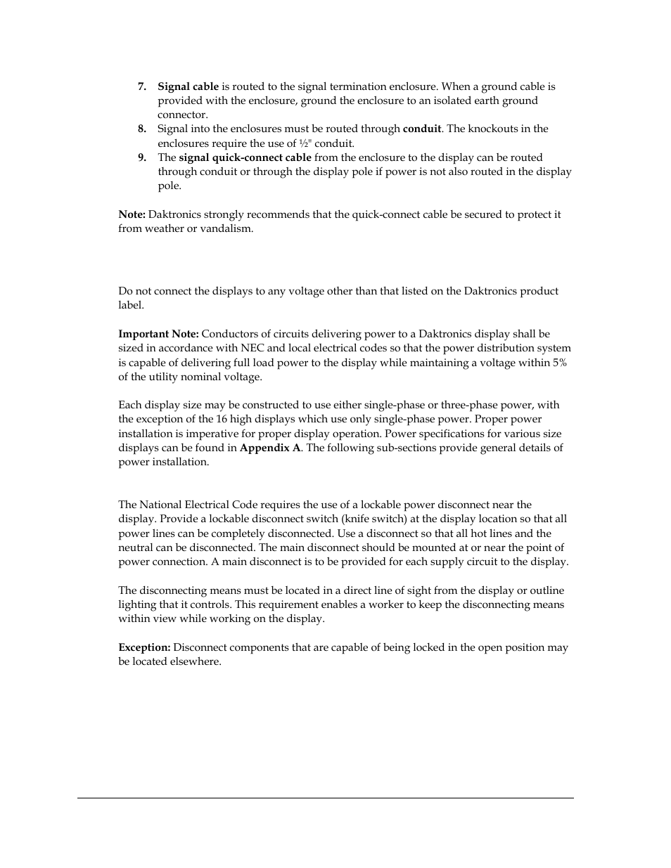 3 power requirements, Power requirements | Daktronics AF-3700-20 RGB User Manual | Page 20 / 87