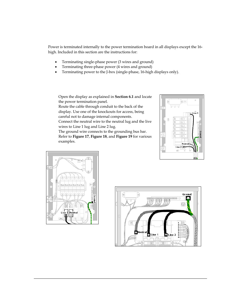 5 power connection, Power connection, Figure 17: single-phase 6-breaker domestic panel | Daktronics AF-3700-20 RGB User Manual | Page 23 / 87
