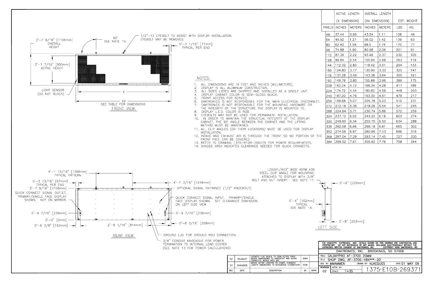 Drawing b-269371 | Daktronics AF-3700-20 RGB User Manual | Page 70 / 87