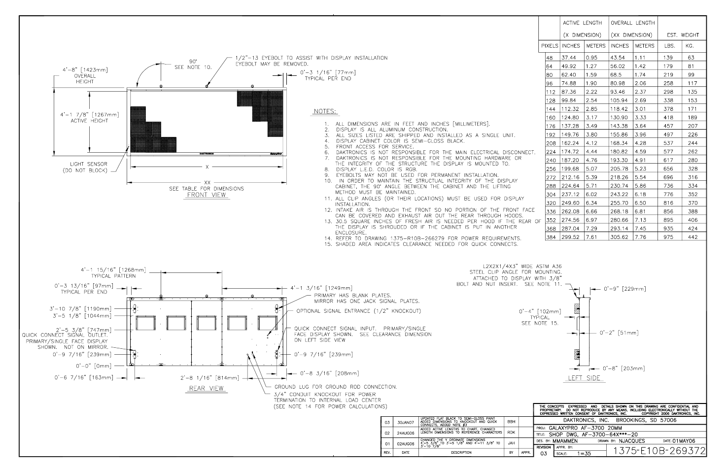 Drawing b-269372 | Daktronics AF-3700-20 RGB User Manual | Page 71 / 87