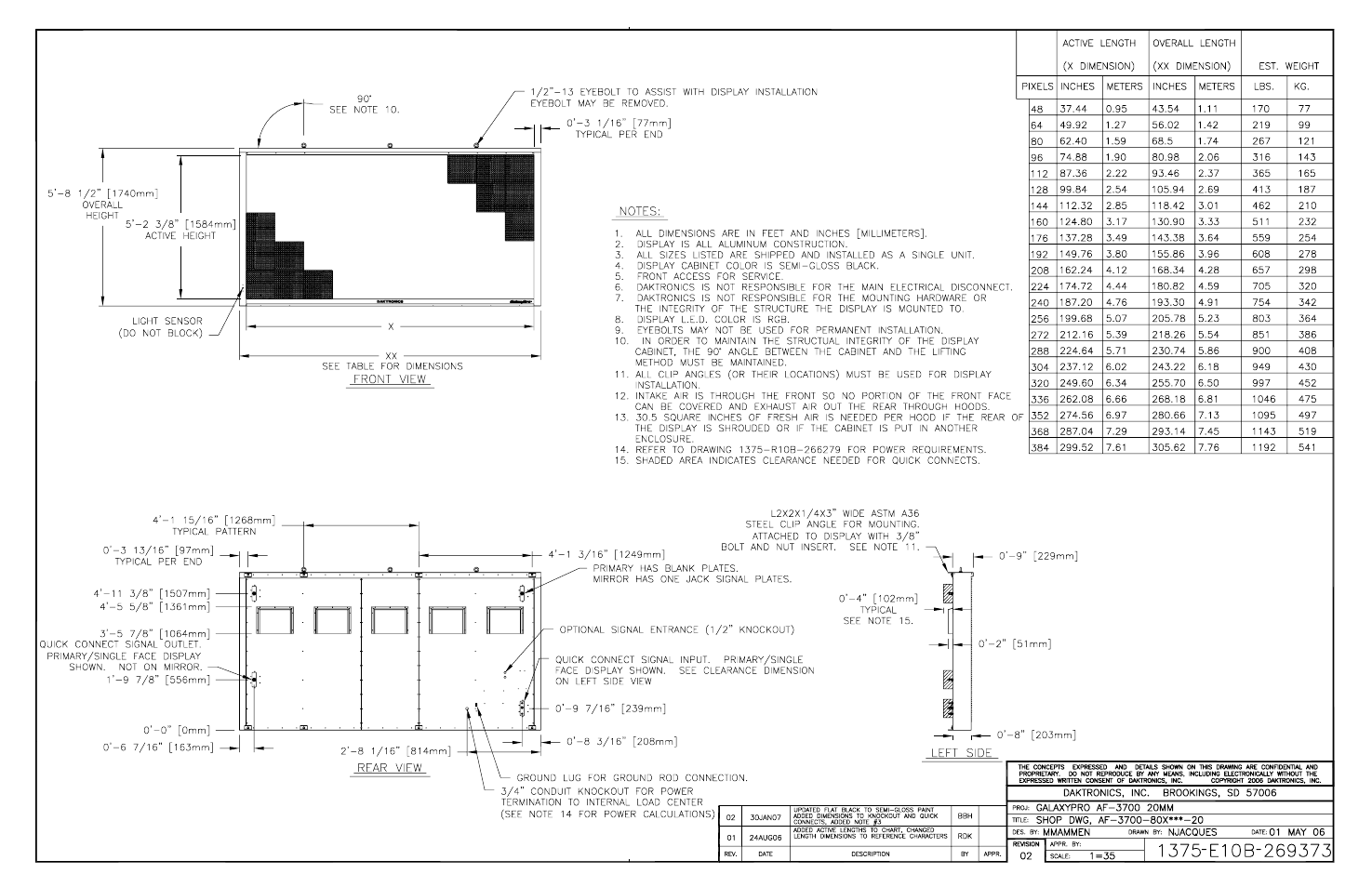 Drawing b-269373 | Daktronics AF-3700-20 RGB User Manual | Page 72 / 87