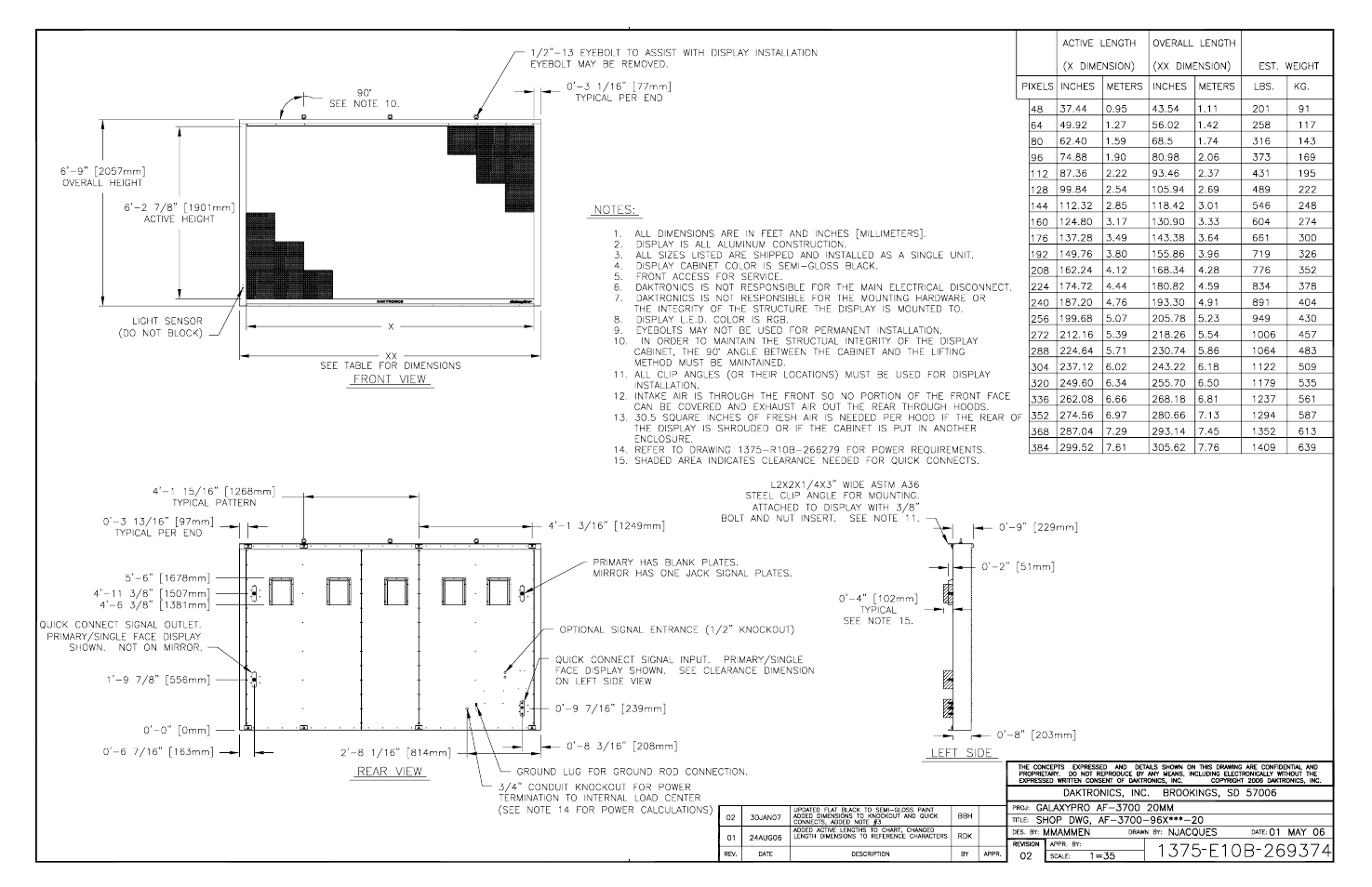 Drawing b-269374 | Daktronics AF-3700-20 RGB User Manual | Page 73 / 87