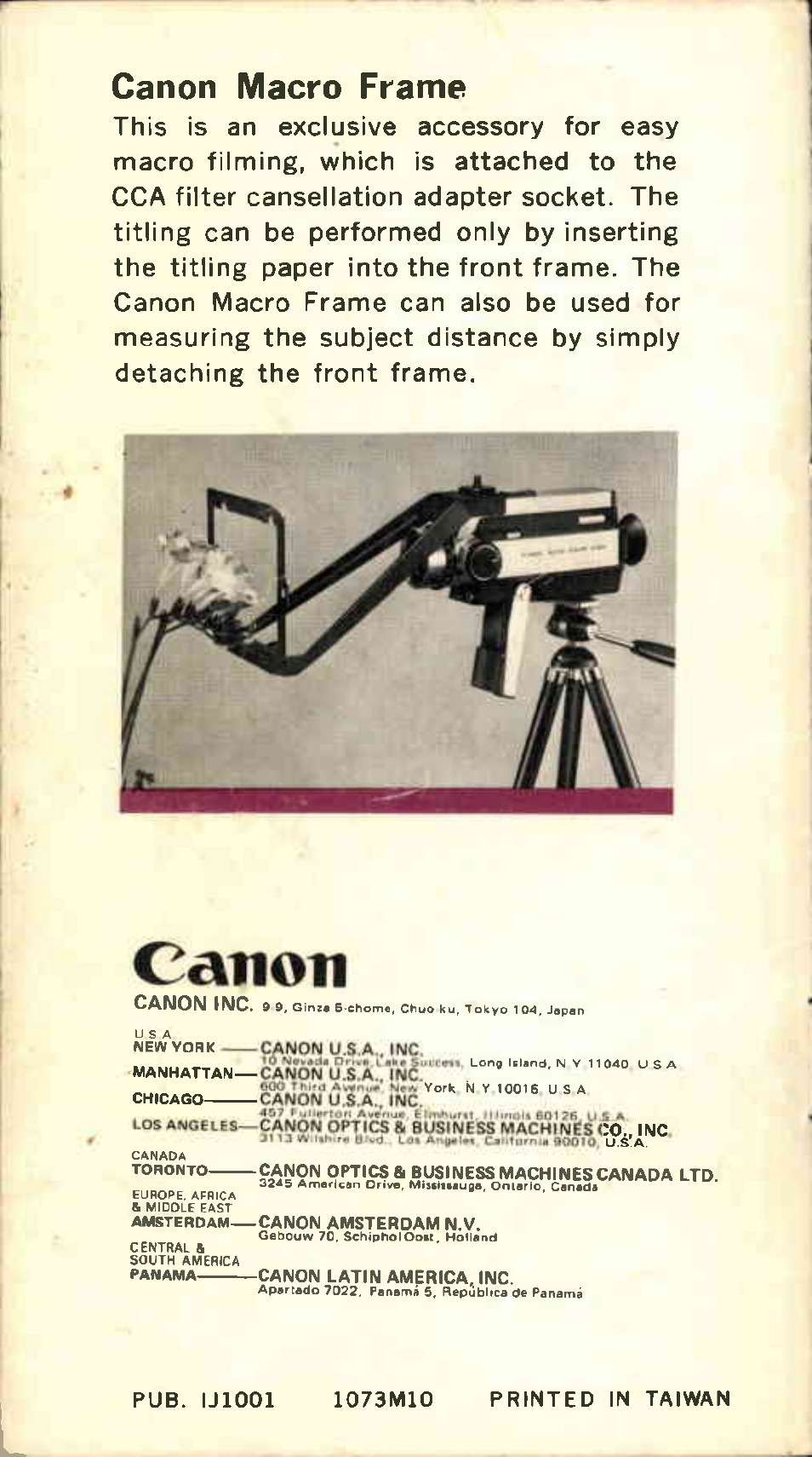 Cation, Canon macro frame | Canon 318 M User Manual | Page 28 / 28