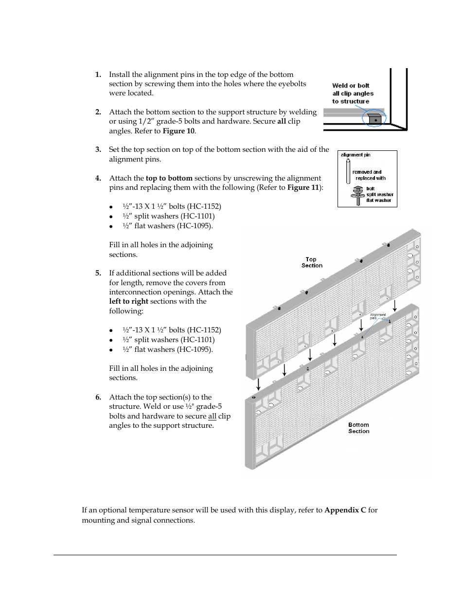4 optional temperature sensor mounting | Daktronics AF-3700-34 RGB User Manual | Page 14 / 66