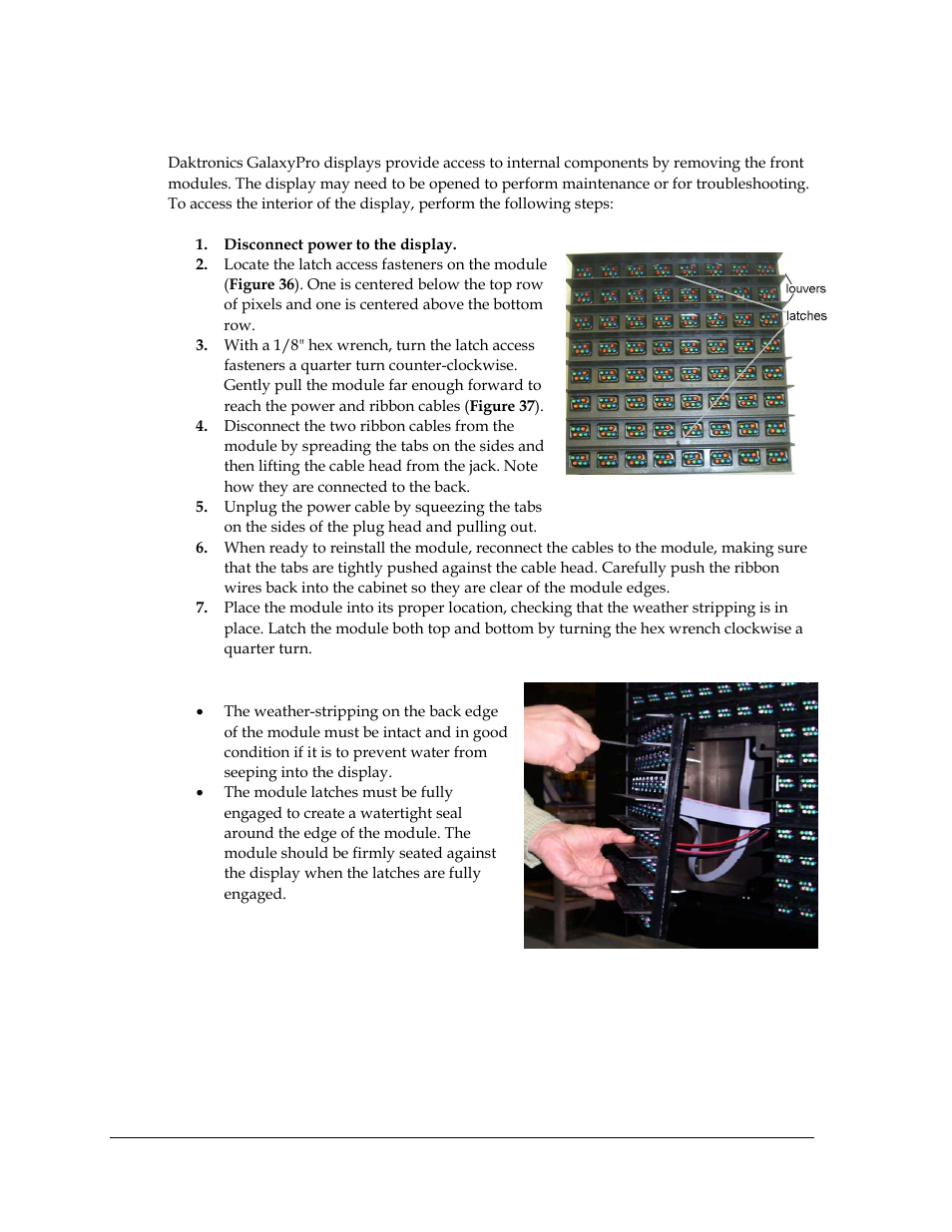 1 access to display interior | Daktronics AF-3700-34 RGB User Manual | Page 32 / 66