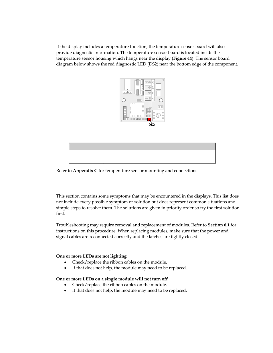 3 temperature sensor diagnostic, 4 troubleshooting display problems | Daktronics AF-3700-34 RGB User Manual | Page 37 / 66