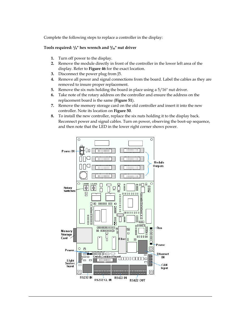 Controller replacement | Daktronics AF-3700-34 RGB User Manual | Page 44 / 66