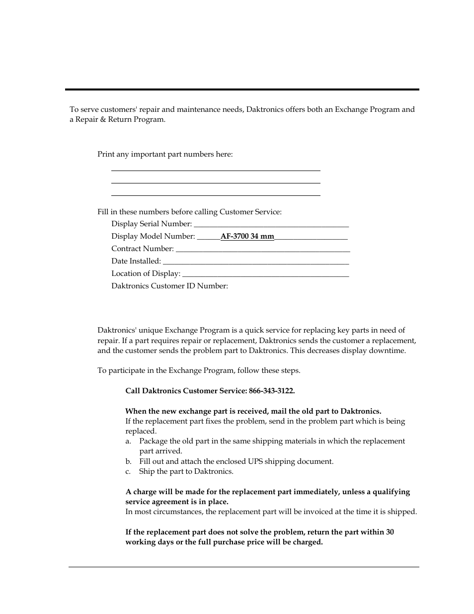 1 exchange program | Daktronics AF-3700-34 RGB User Manual | Page 51 / 66