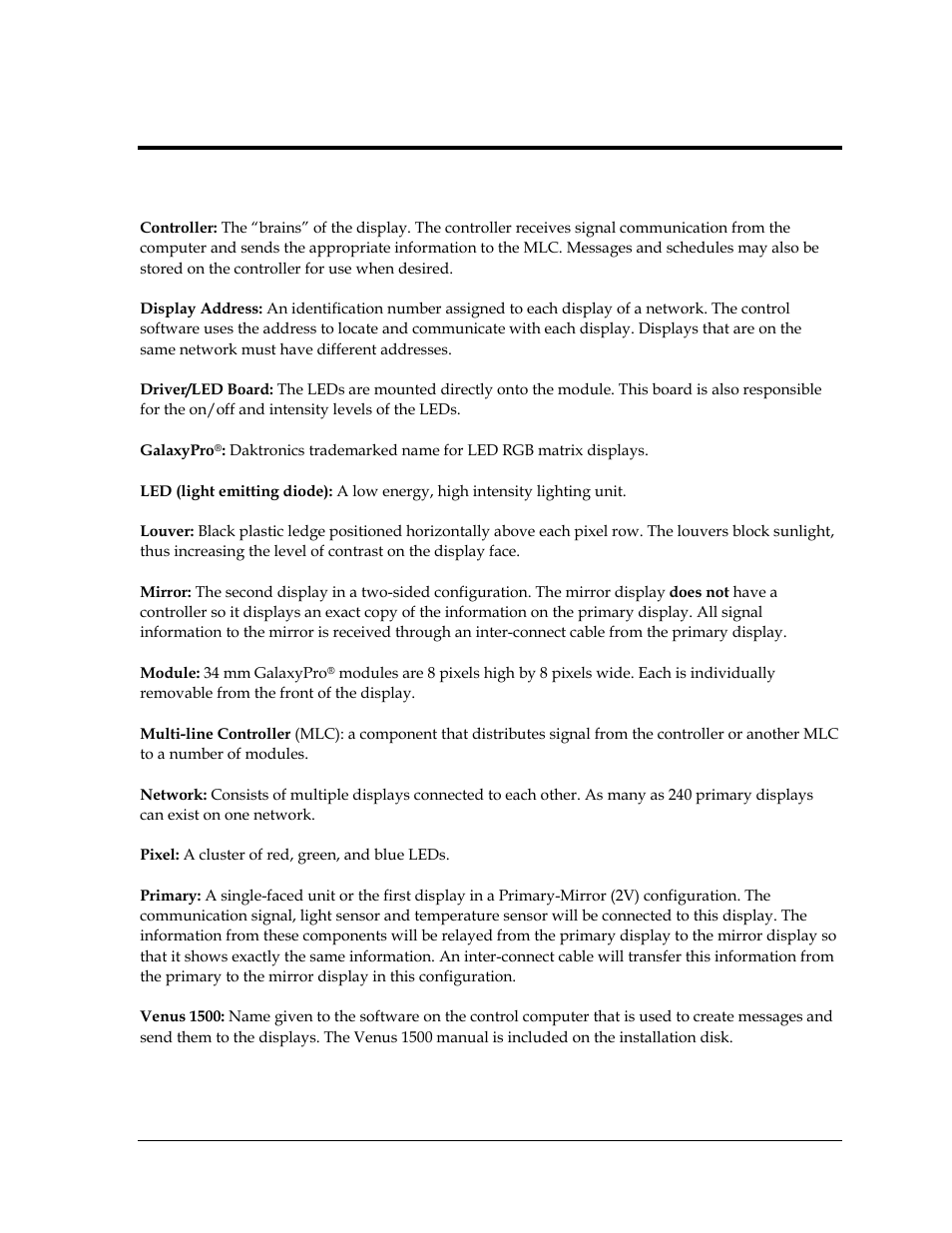 Appendix b: glossary | Daktronics AF-3700-34 RGB User Manual | Page 55 / 66