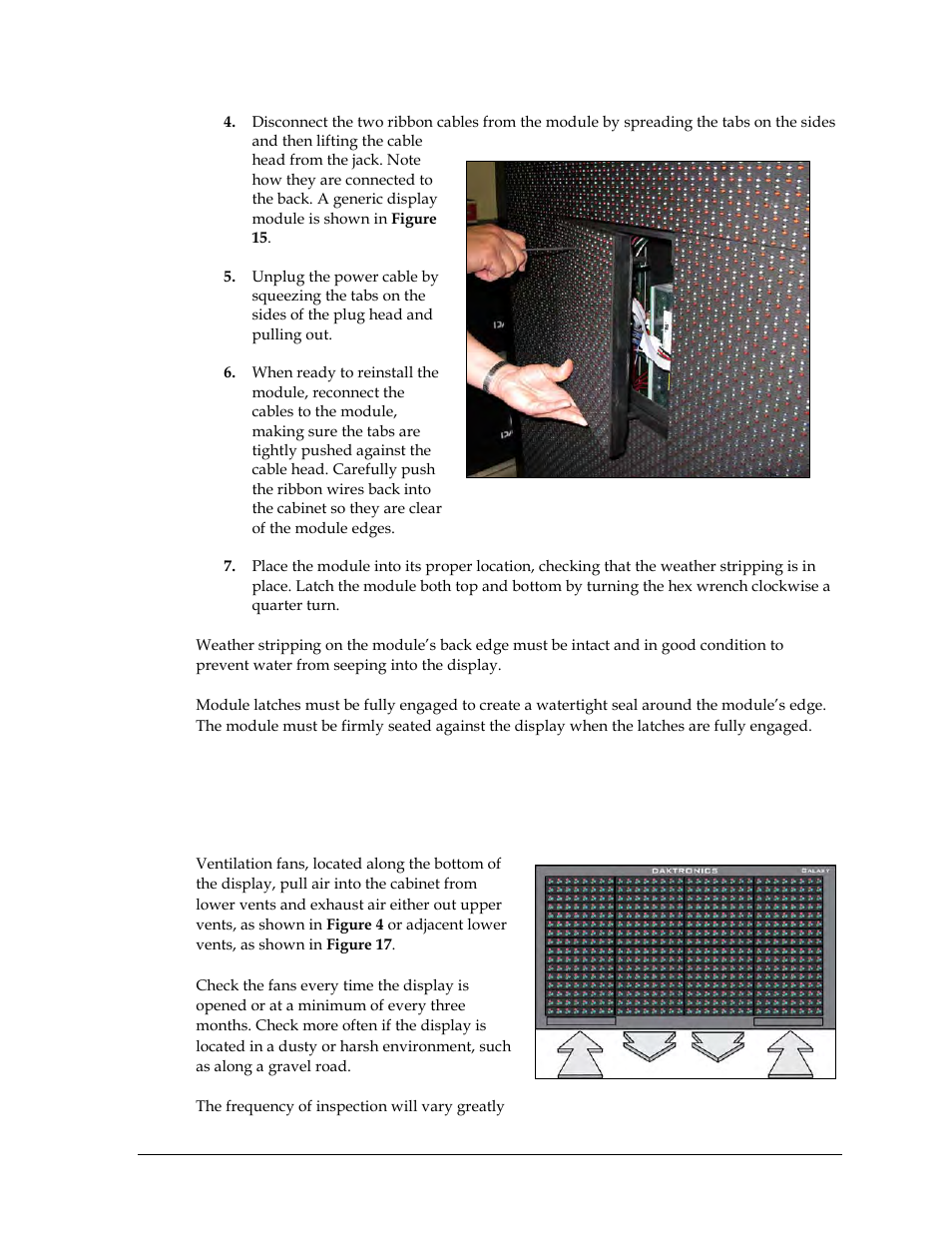 3 ventilation system/fans/filters, Frequency of inspection, Ventilation system/fans/filters | Daktronics GPR-12EV-RGB User Manual | Page 23 / 74