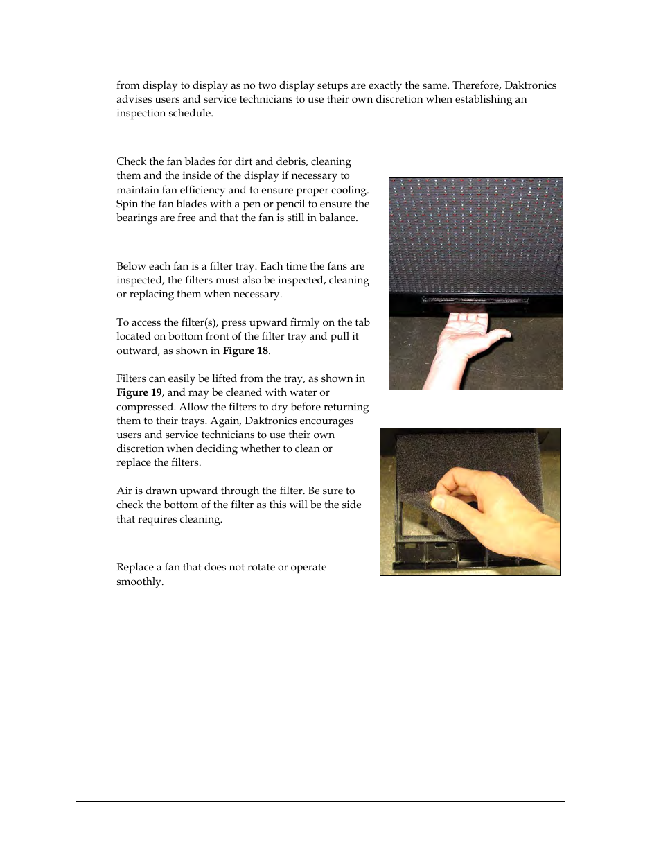 Fan blades, Filters, Air flow | Daktronics GPR-12EV-RGB User Manual | Page 24 / 74