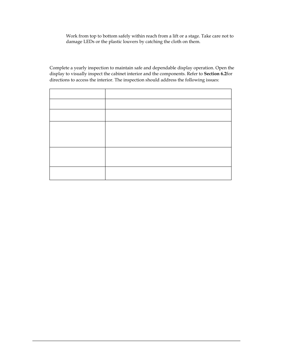 5 annual inspection, Annual inspection | Daktronics GPR-12EV-RGB User Manual | Page 26 / 74