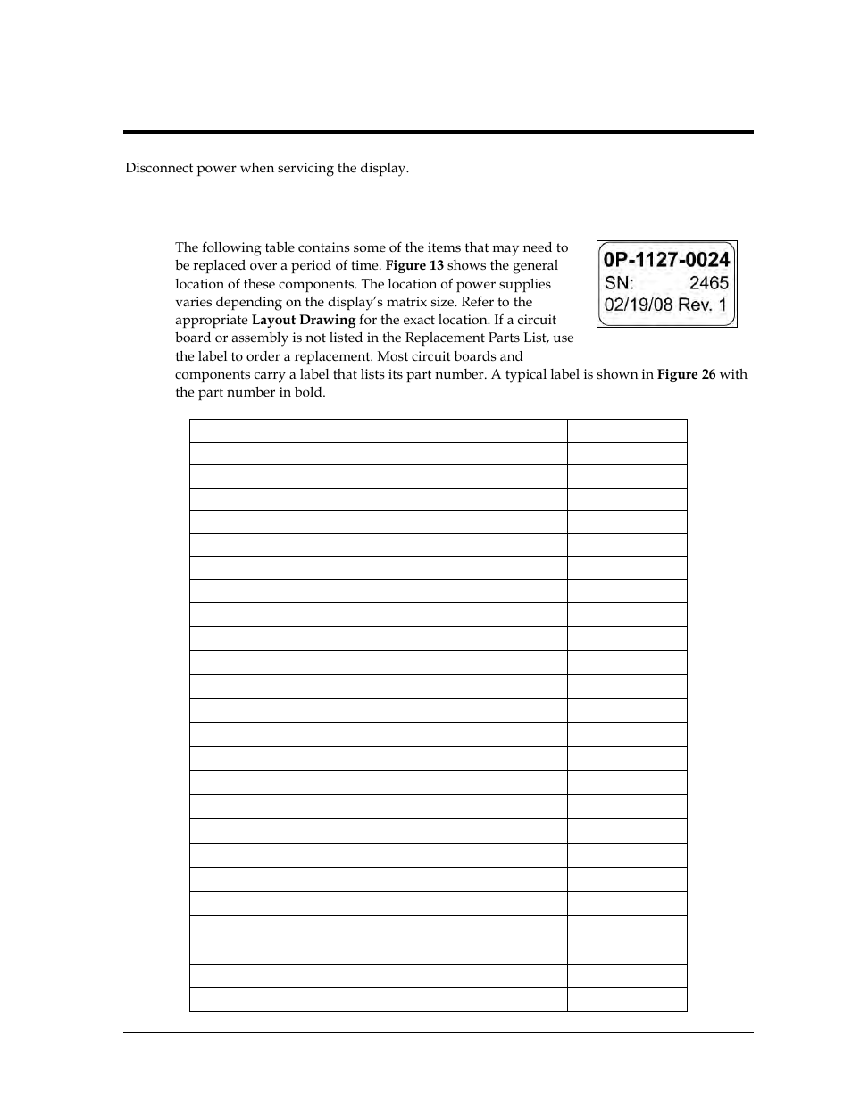 Section 8: parts replacement, 1 about replacement parts, Section 8 | Parts replacement, About replacement parts | Daktronics GPR-12EV-RGB User Manual | Page 31 / 74