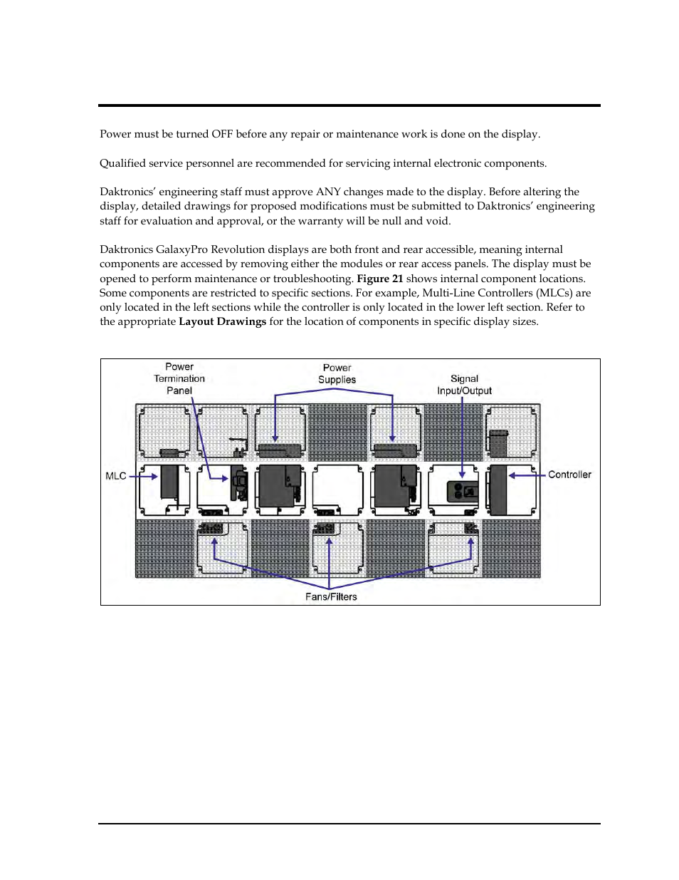 Section 6: maintenance xe "maintenance, Section 6, Maintenance | Daktronics GPR-12EV-RGB User Manual | Page 27 / 70