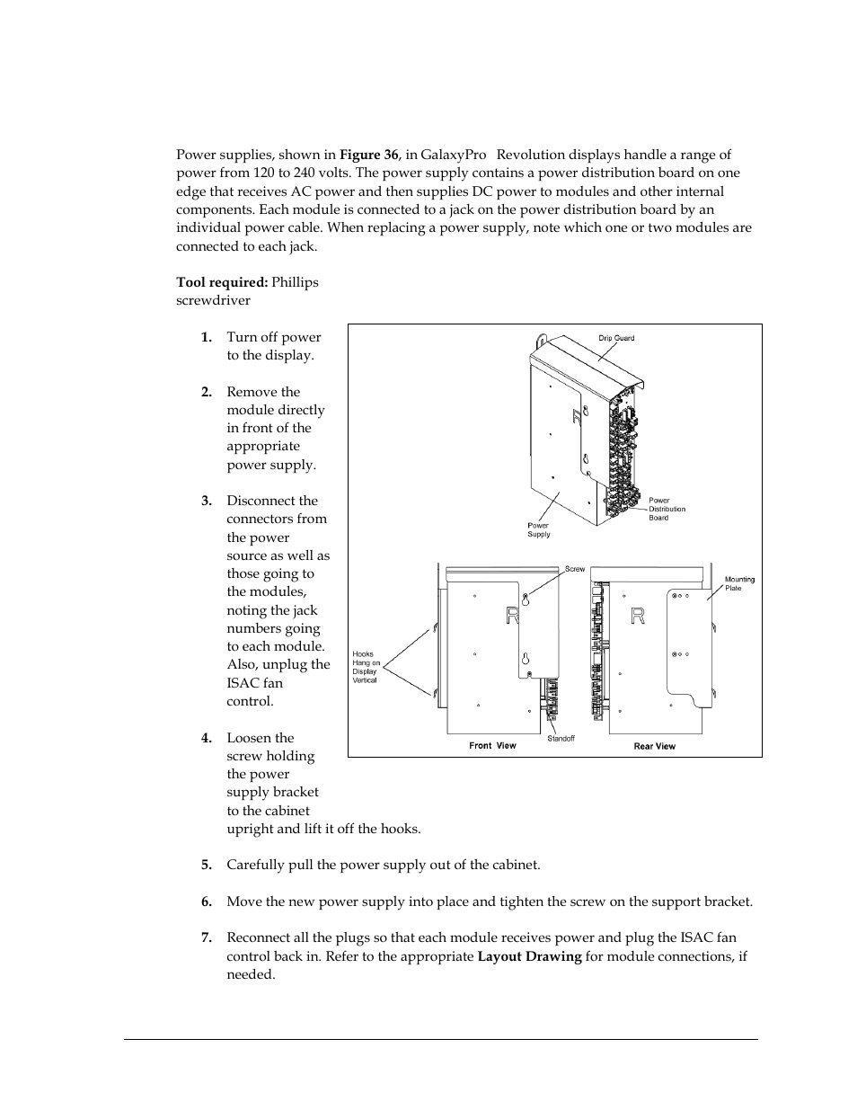 Power supply replacement | Daktronics GPR-12EV-RGB User Manual | Page 43 / 70
