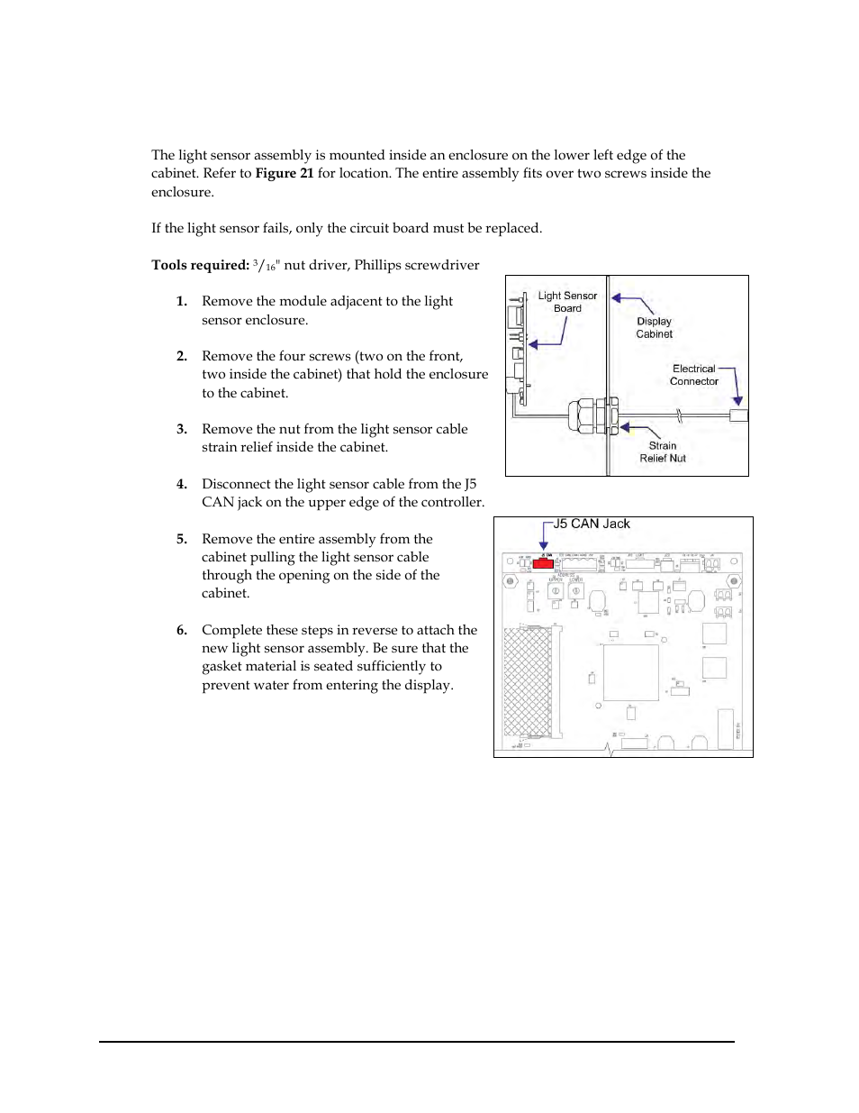 Light sensor replacement | Daktronics GPR-12EV-RGB User Manual | Page 44 / 70