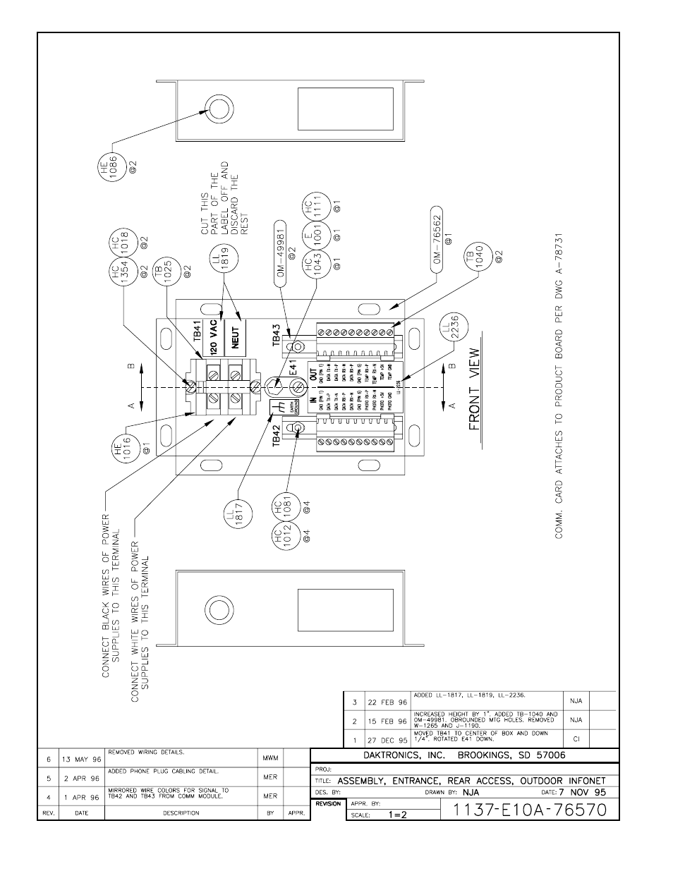 Drawing a-76570 | Daktronics G-1000-34-R User Manual | Page 43 / 48