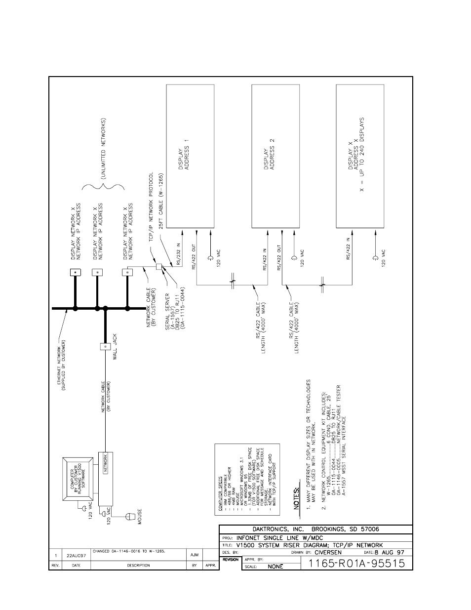 Drawing a-95515 | Daktronics G-100-7.6-R User Manual | Page 12 / 22