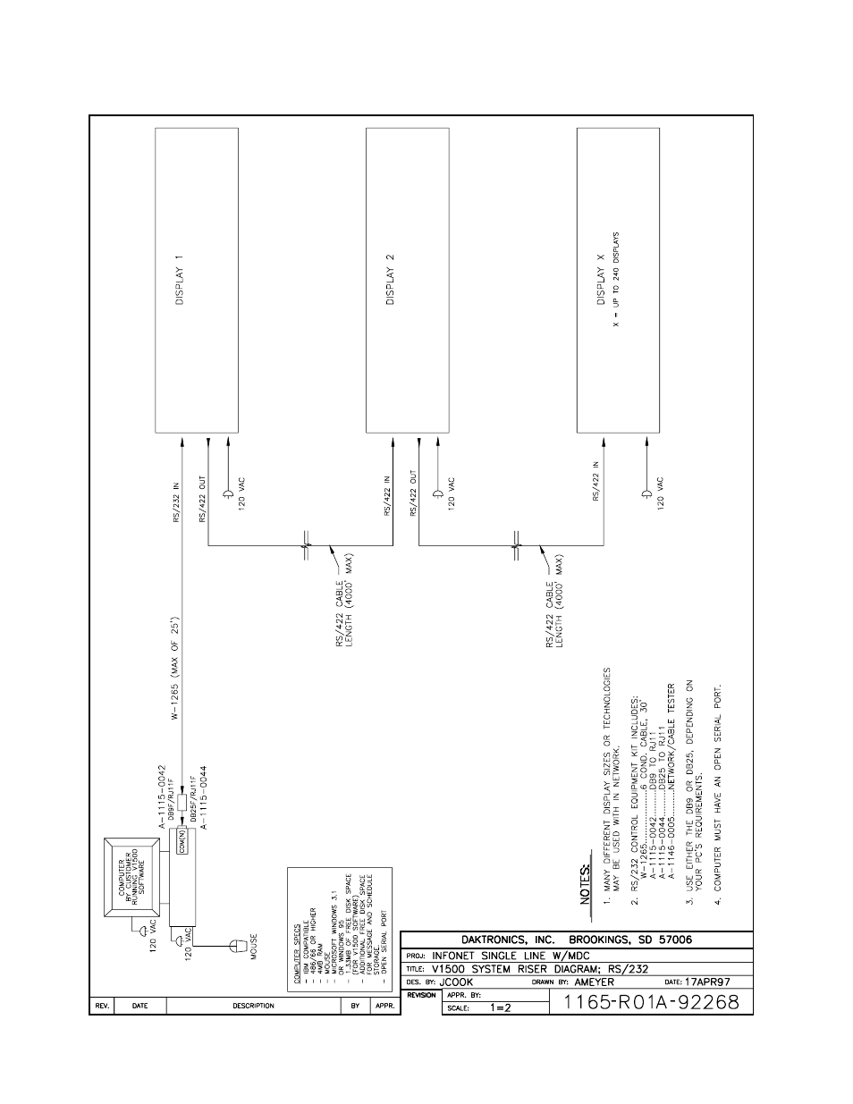 Drawing a-92268 | Daktronics G-100-7.6-R User Manual | Page 9 / 22