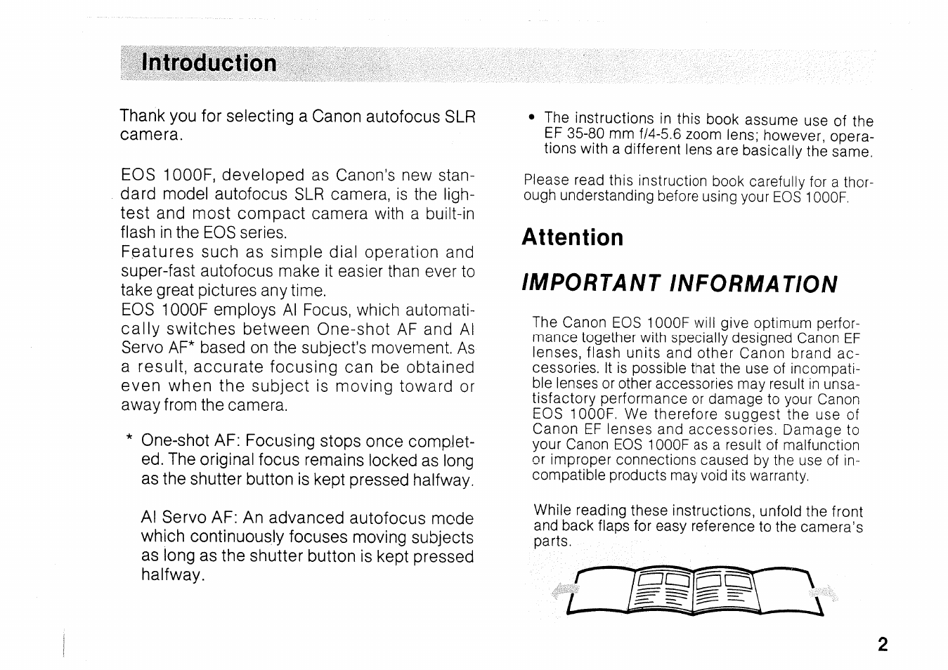 Introduction | Canon EOS 1000 F User Manual | Page 2 / 102
