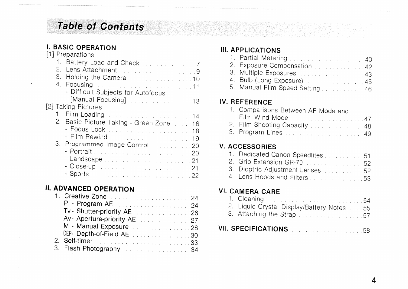 Nomenclature | Canon EOS 1000 F User Manual | Page 4 / 102