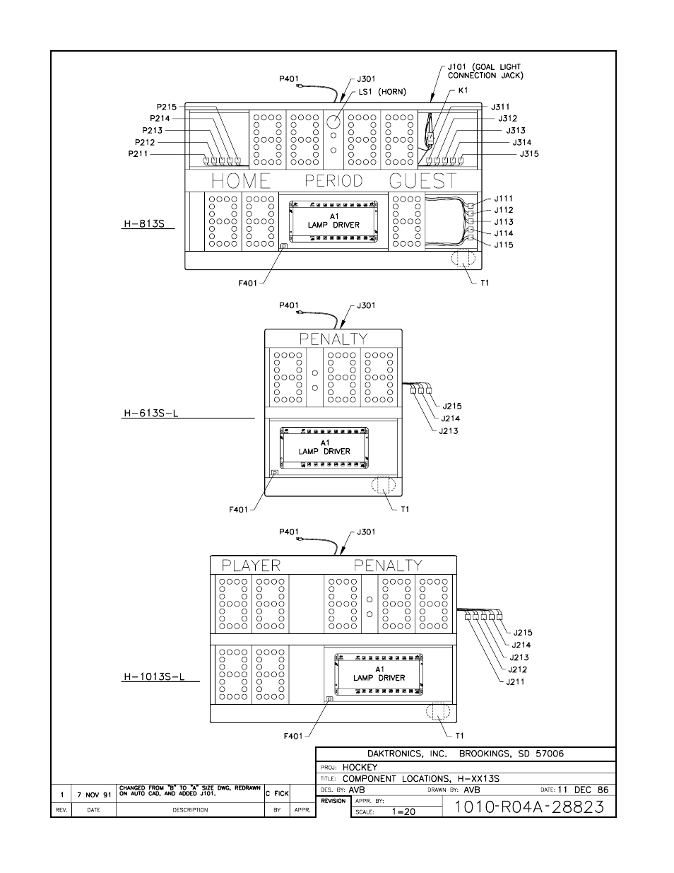 Drawing a-28823 | Daktronics H-813S User Manual | Page 25 / 35
