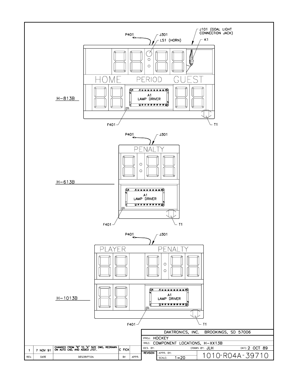 Drawing a-39710 | Daktronics H-813S User Manual | Page 30 / 35