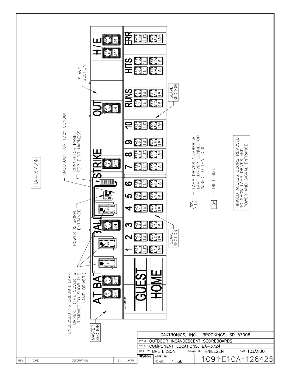 Drawing a-126425 | Daktronics BA-1518 User Manual | Page 103 / 152