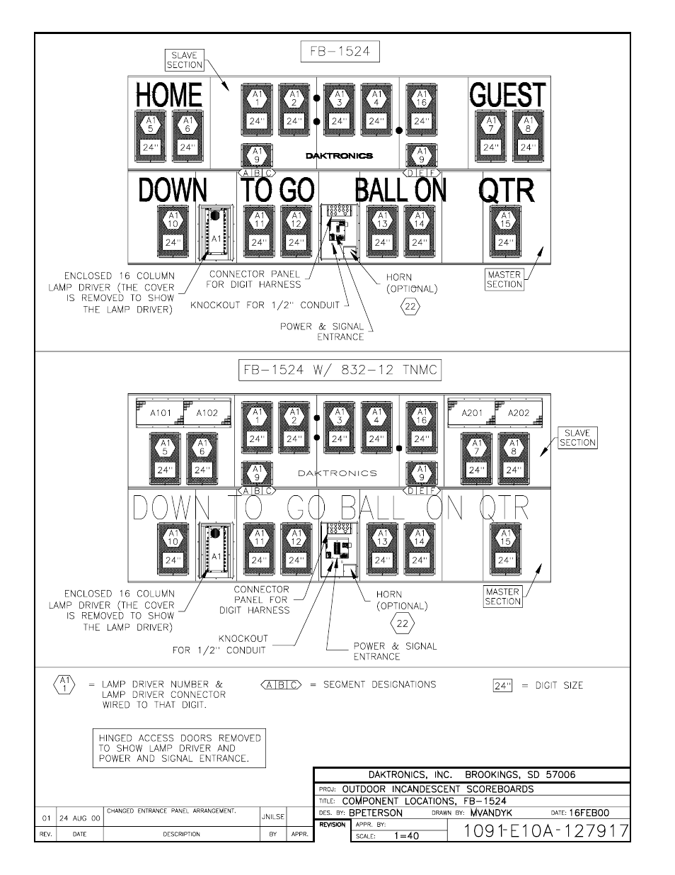 Drawing a-127917 | Daktronics BA-1518 User Manual | Page 115 / 152