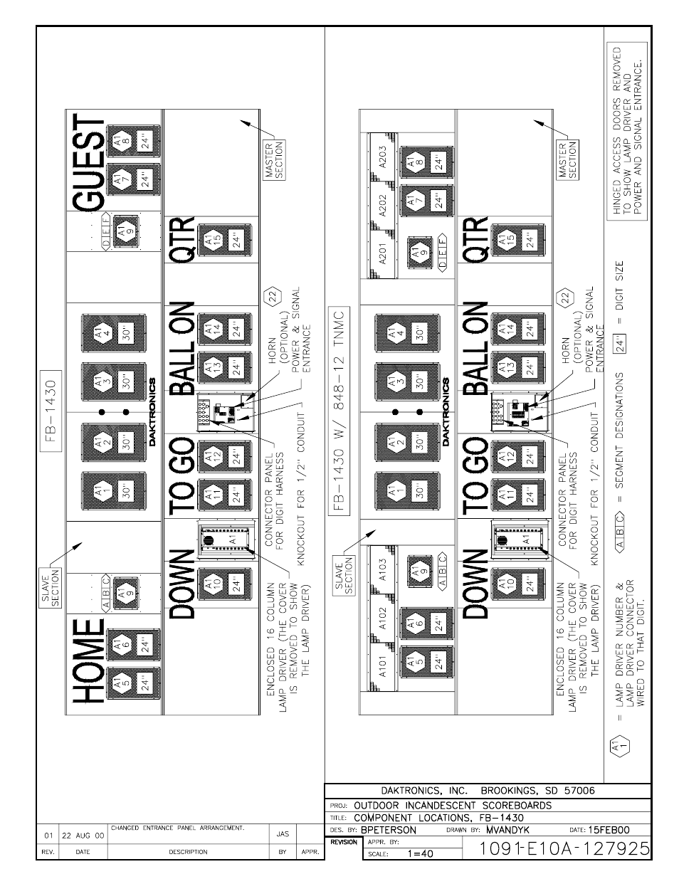 Drawing a-127925 | Daktronics BA-1518 User Manual | Page 117 / 152