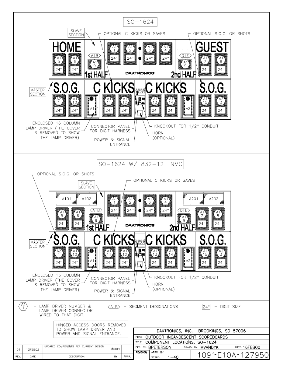 Drawing a-127950 | Daktronics BA-1518 User Manual | Page 121 / 152