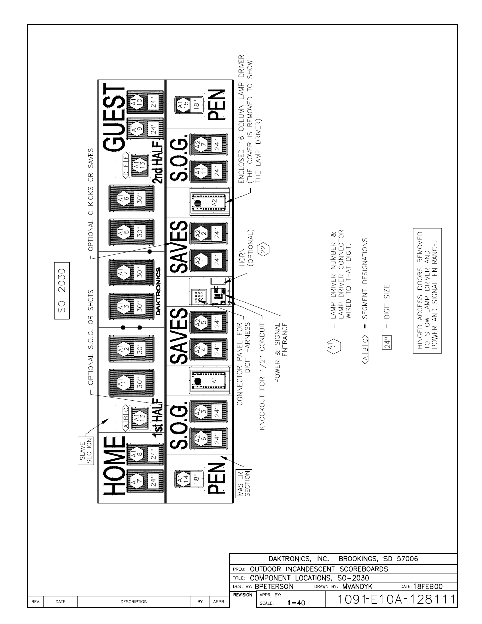 Drawing a-128111 | Daktronics BA-1518 User Manual | Page 123 / 152