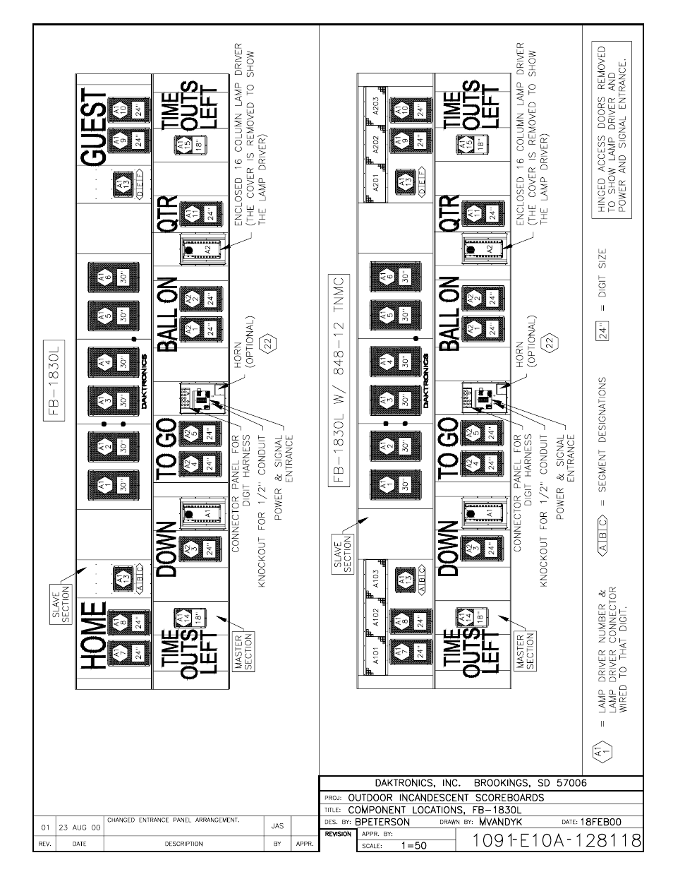 Drawing a-128118 | Daktronics BA-1518 User Manual | Page 125 / 152