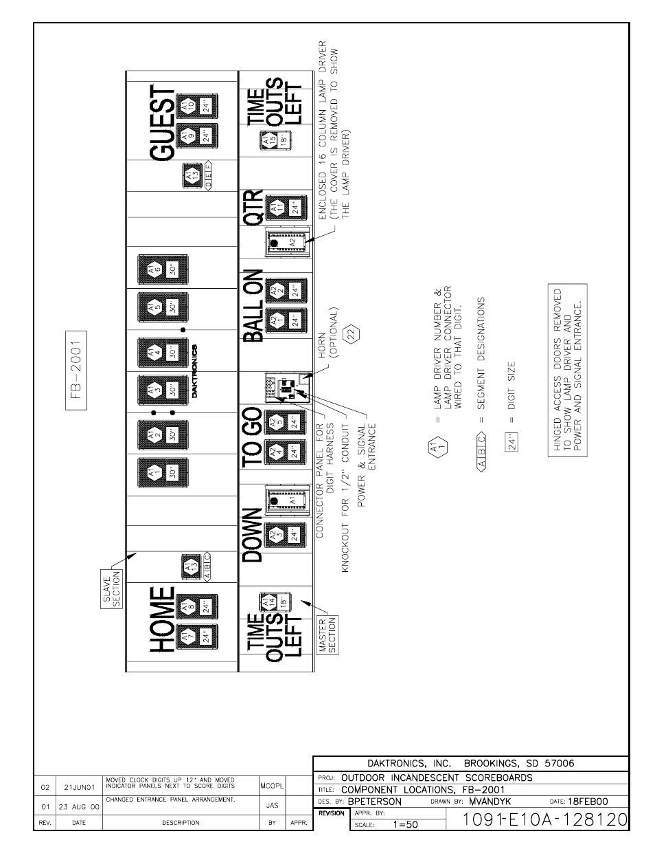 Drawing a-128120 | Daktronics BA-1518 User Manual | Page 126 / 152