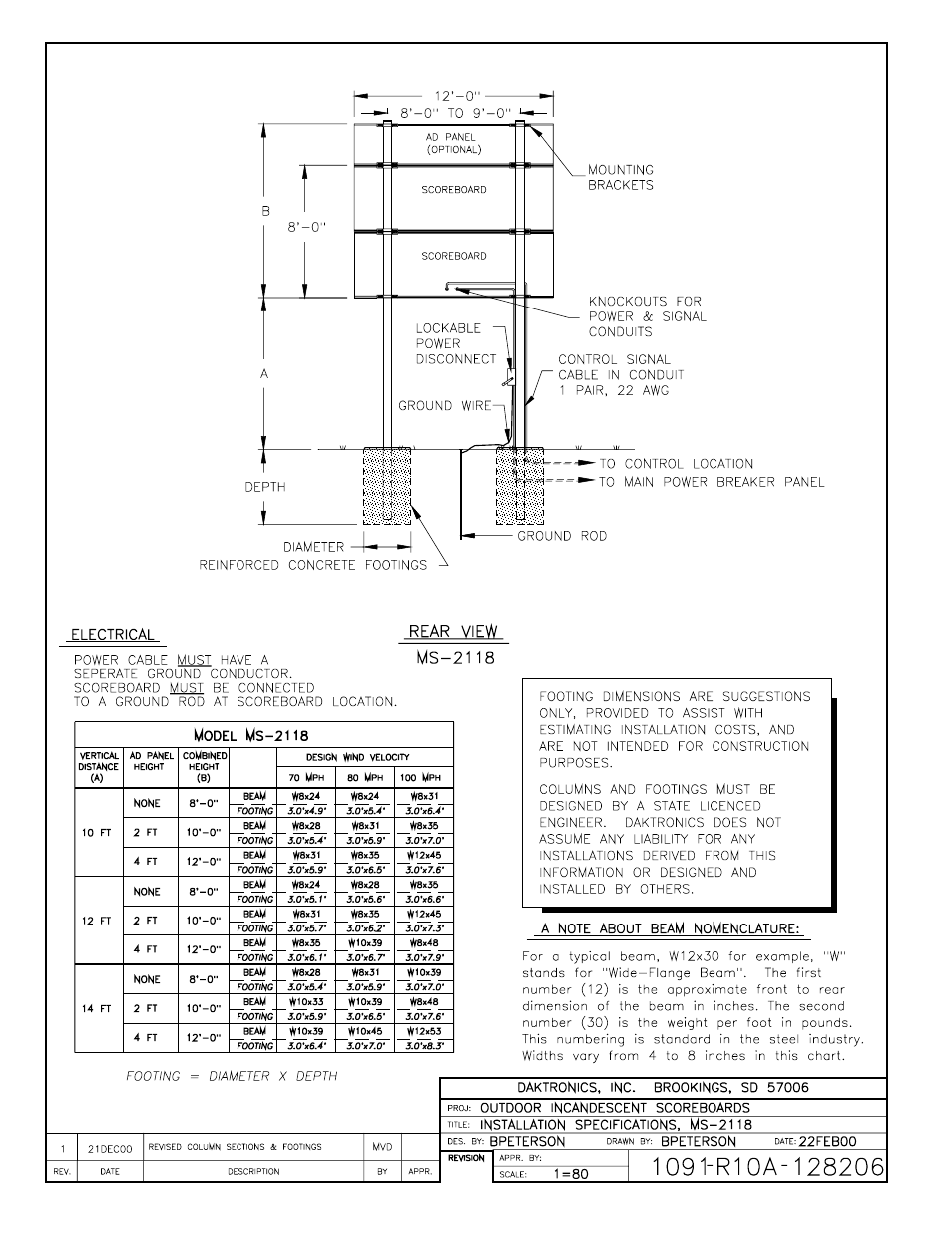 Drawing a-128206 | Daktronics BA-1518 User Manual | Page 129 / 152