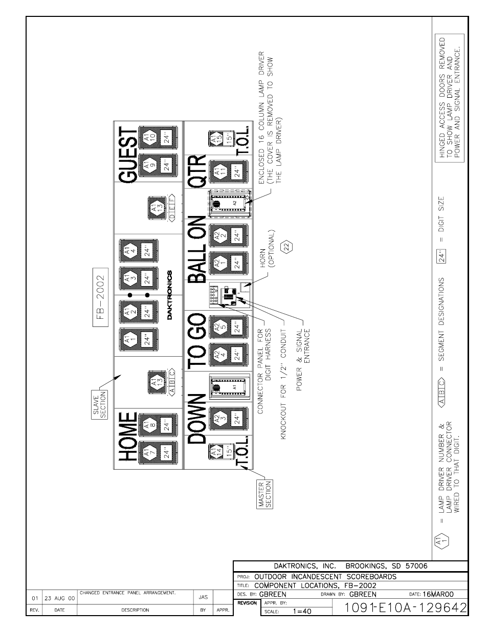 Drawing a-129642 | Daktronics BA-1518 User Manual | Page 133 / 152