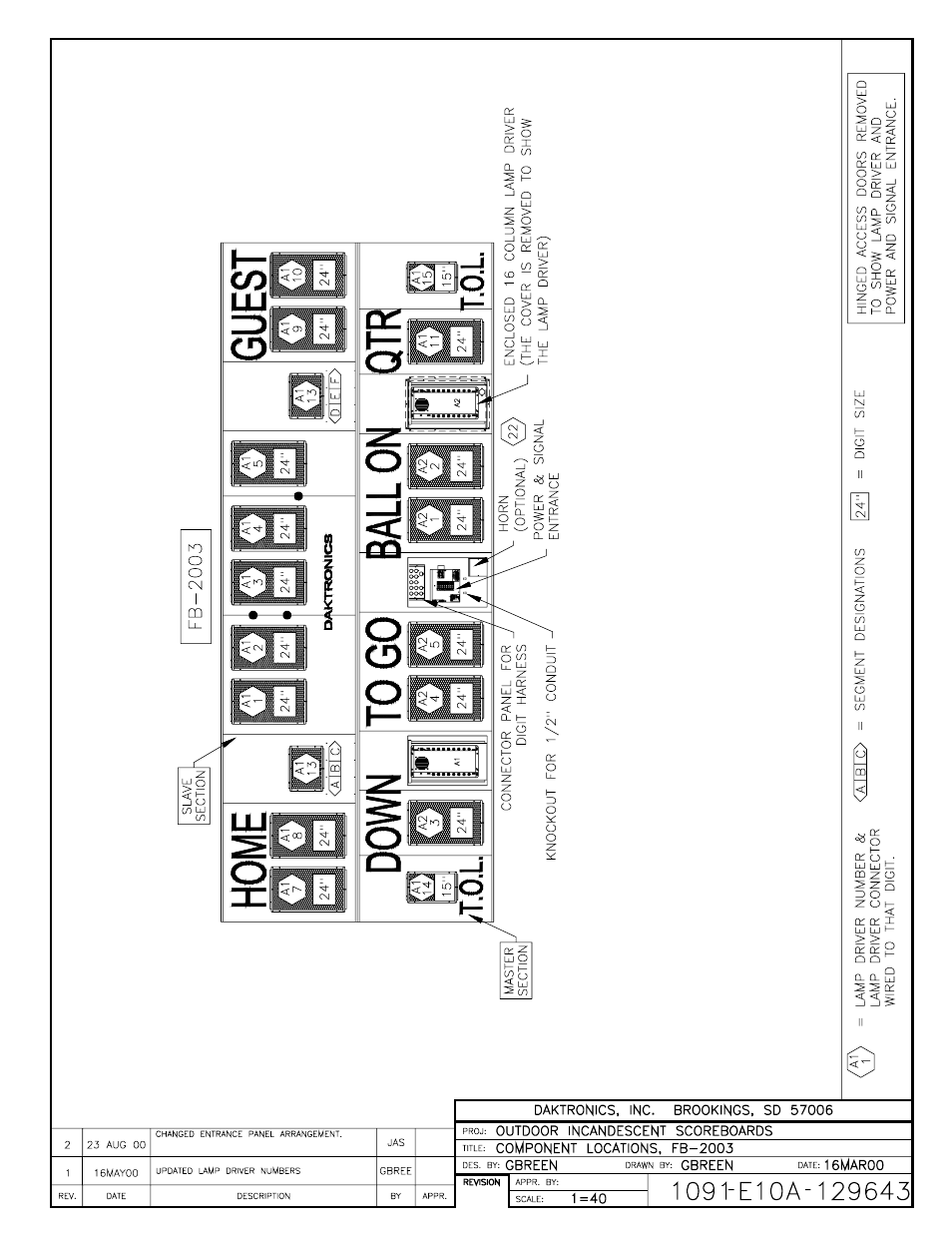 Drawing a-129643 | Daktronics BA-1518 User Manual | Page 134 / 152
