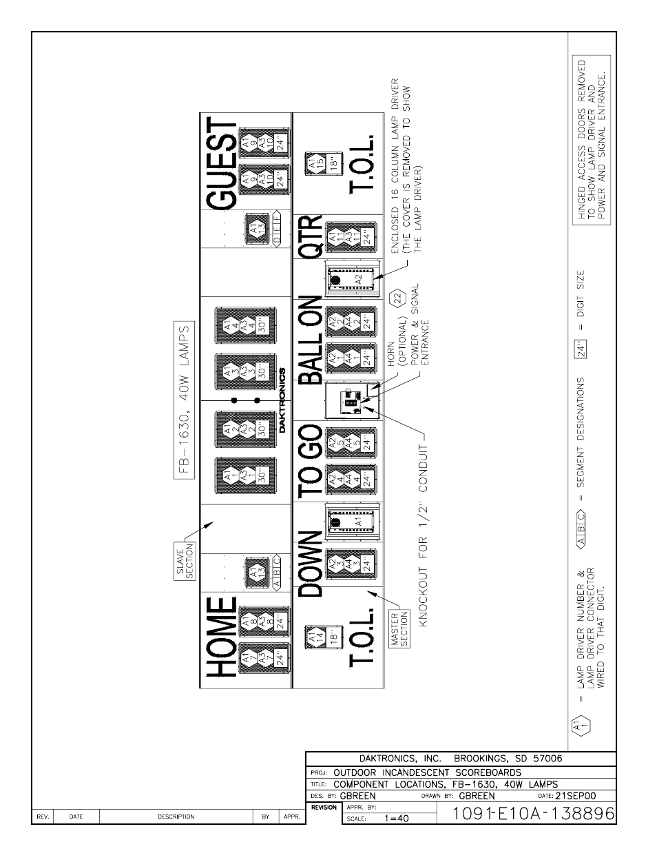 Drawing a-138896 | Daktronics BA-1518 User Manual | Page 136 / 152
