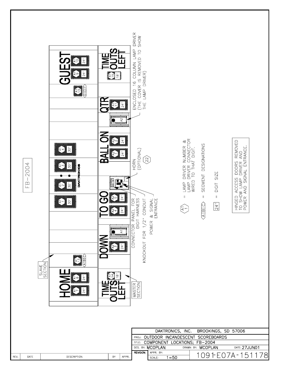 Drawing a-151178 | Daktronics BA-1518 User Manual | Page 140 / 152