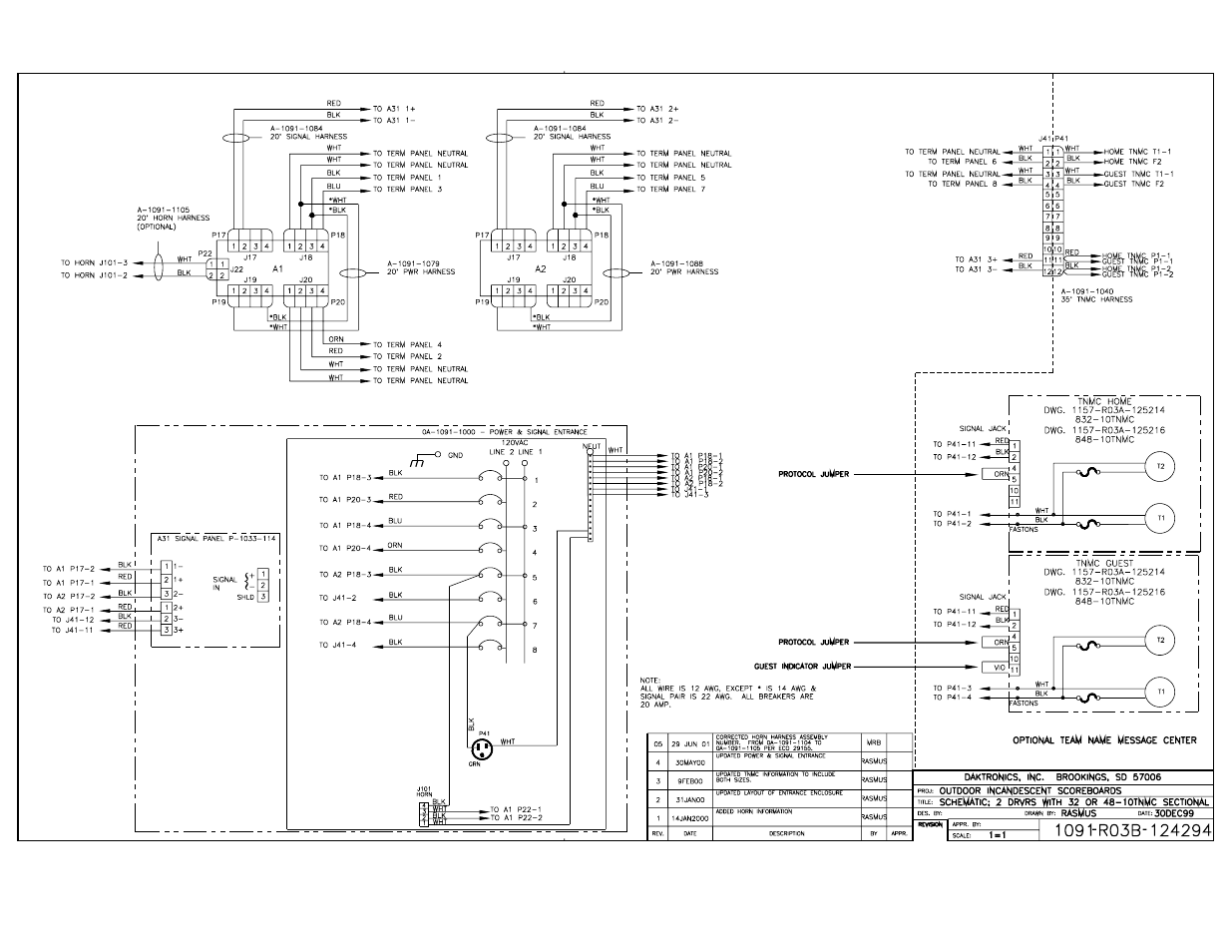 Drawing b-124294 | Daktronics BA-1518 User Manual | Page 144 / 152