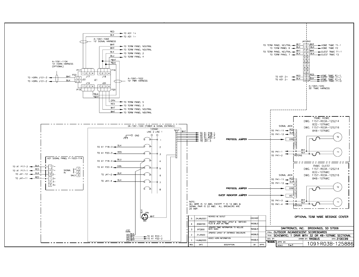 Drawing b-125886 | Daktronics BA-1518 User Manual | Page 146 / 152