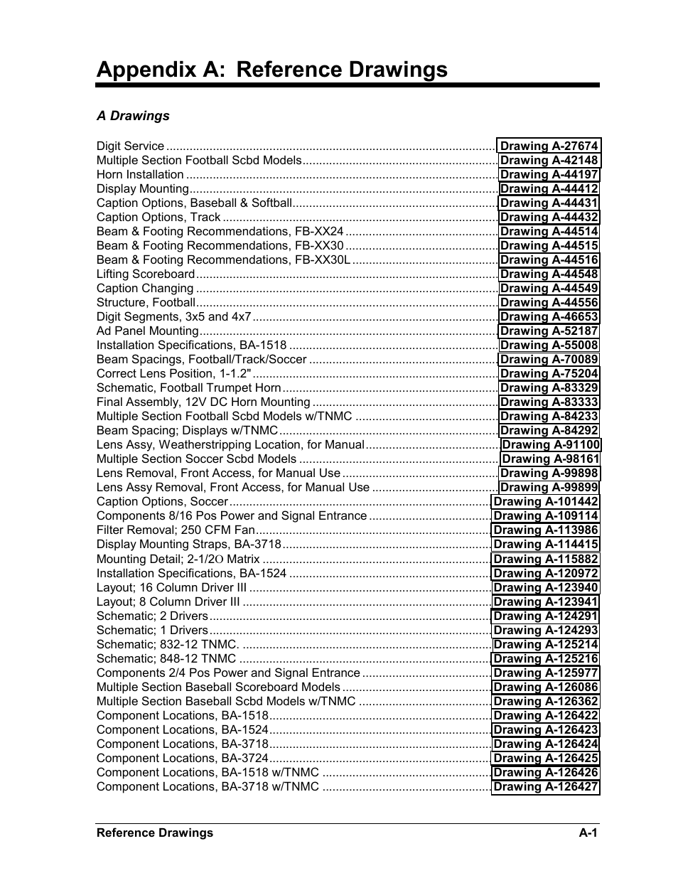 Appendix a: reference drawings | Daktronics BA-1518 User Manual | Page 58 / 152