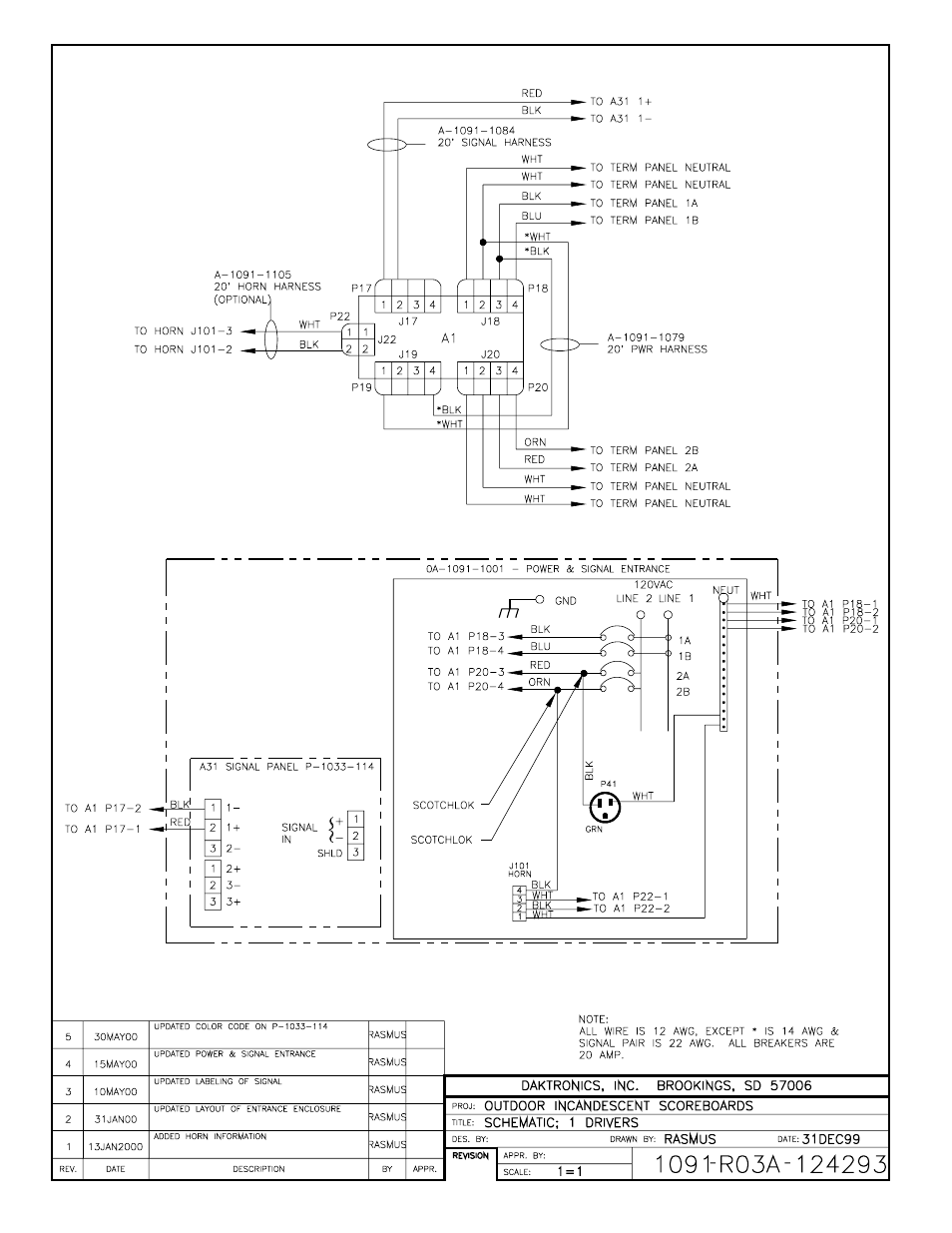 Drawing a-124293 | Daktronics BA-1518 User Manual | Page 94 / 152