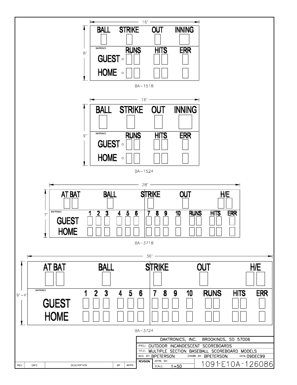 Drawing a-126086 | Daktronics BA-1518 User Manual | Page 98 / 152