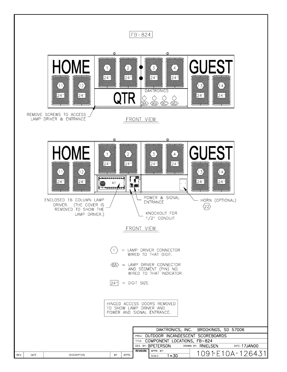 Drawing a-126431 | Daktronics BA-515 User Manual | Page 104 / 144