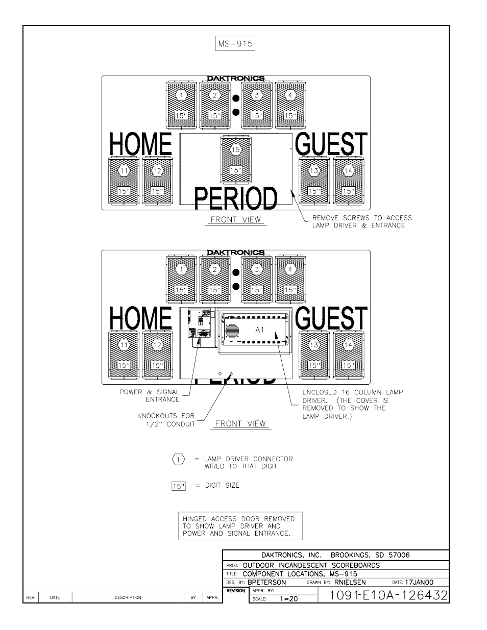 Drawing a-126432 | Daktronics BA-515 User Manual | Page 105 / 144