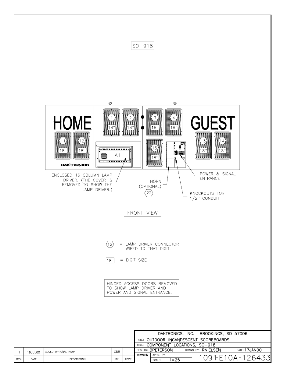 Drawing a-126433 | Daktronics BA-515 User Manual | Page 106 / 144